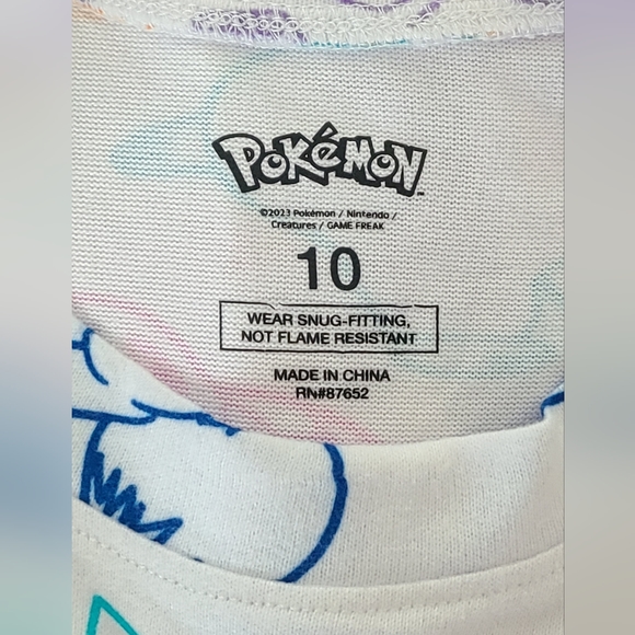 Pokémon - Girl's Bright Pastel Multi Colored Pajama Set, Sz 10 - Picture 2 of 3